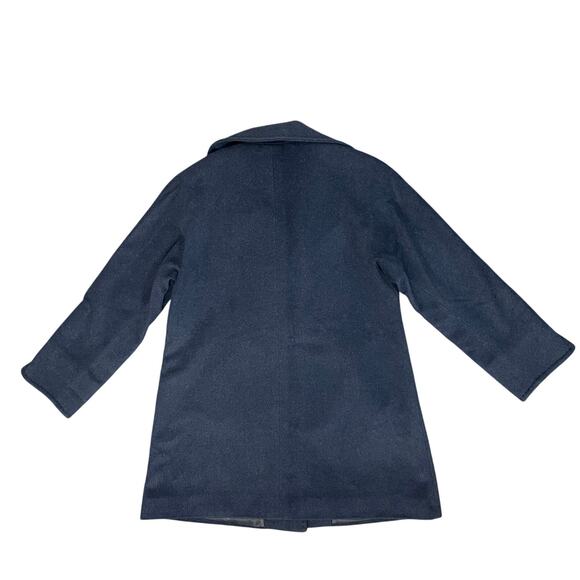 Ellen Tracy Winter Pea Coat Button Front Longline Wool Angora Women's 12 Navy - Picture 7 of 16